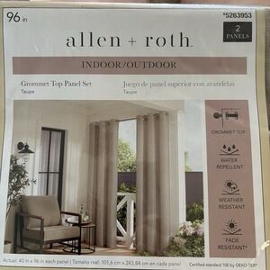 Allen +‎ Roth 40 x 96 Indoor Outdoor Grommet Curtains Taupe 2 Panel Set NWOT
